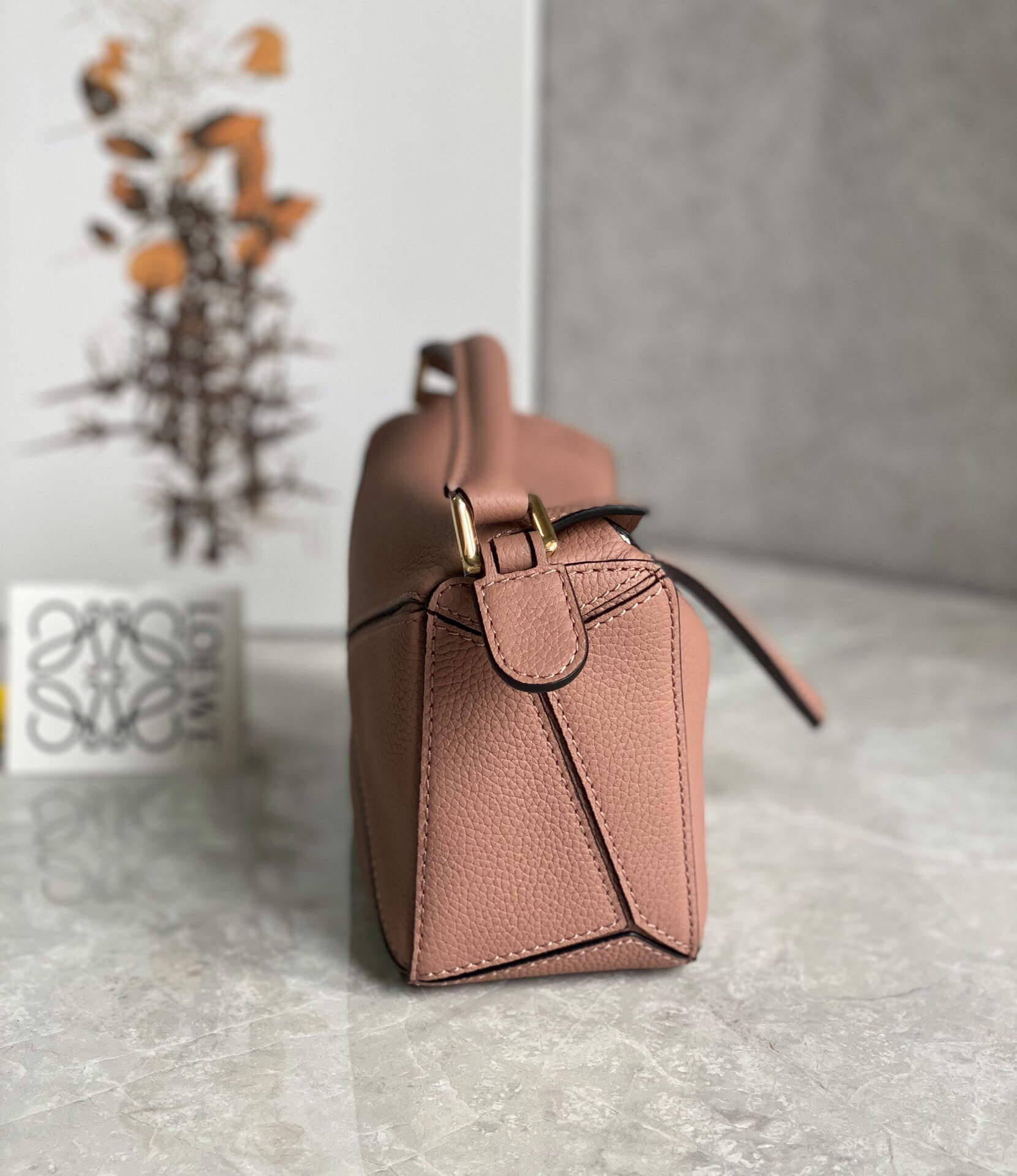 Loewe A510U95X37 Mini Puzzle Bag in Soft Grained Calfskin Dark Blush