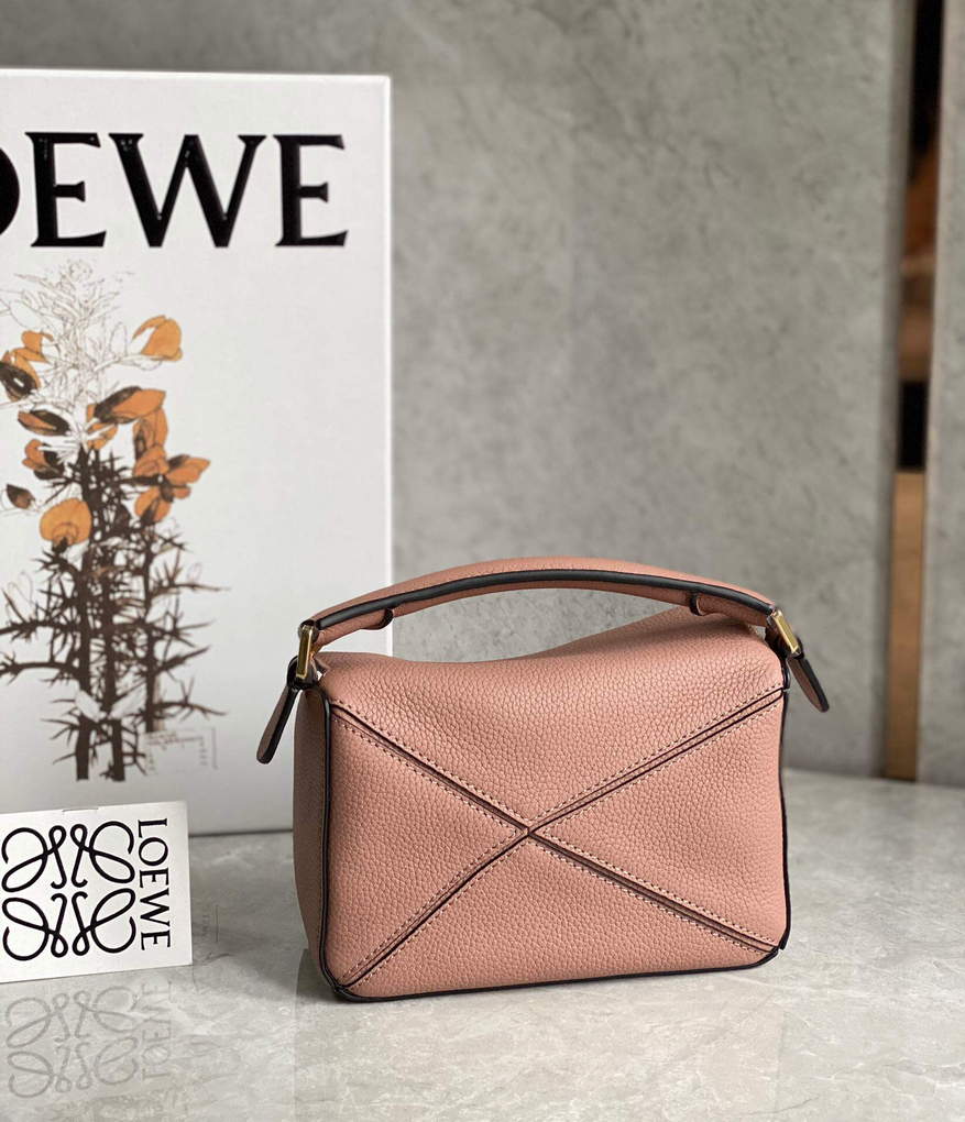 Loewe A510U95X37 Mini Puzzle Bag in Soft Grained Calfskin Dark Blush