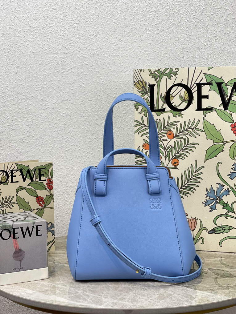 Loewe A538H04X02 Hammock Nugget Bag in Nappa Calfskin Blue