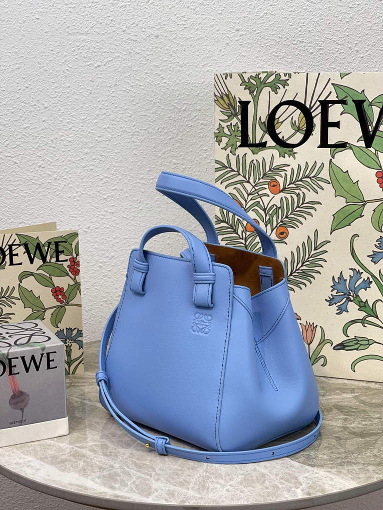 Loewe A538H04X02 Hammock Nugget Bag in Nappa Calfskin Blue