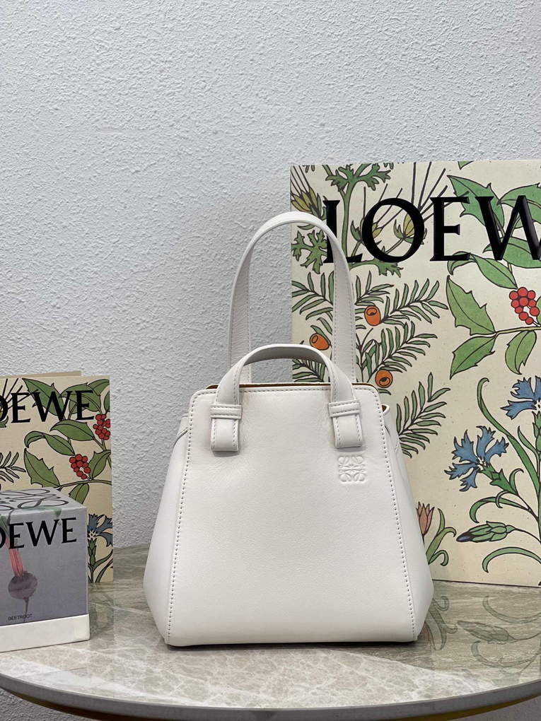 Loewe A538H04X02 Hammock Nugget Bag in Nappa Calfskin White