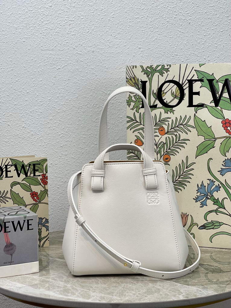 Loewe A538H04X02 Hammock Nugget Bag in Nappa Calfskin White