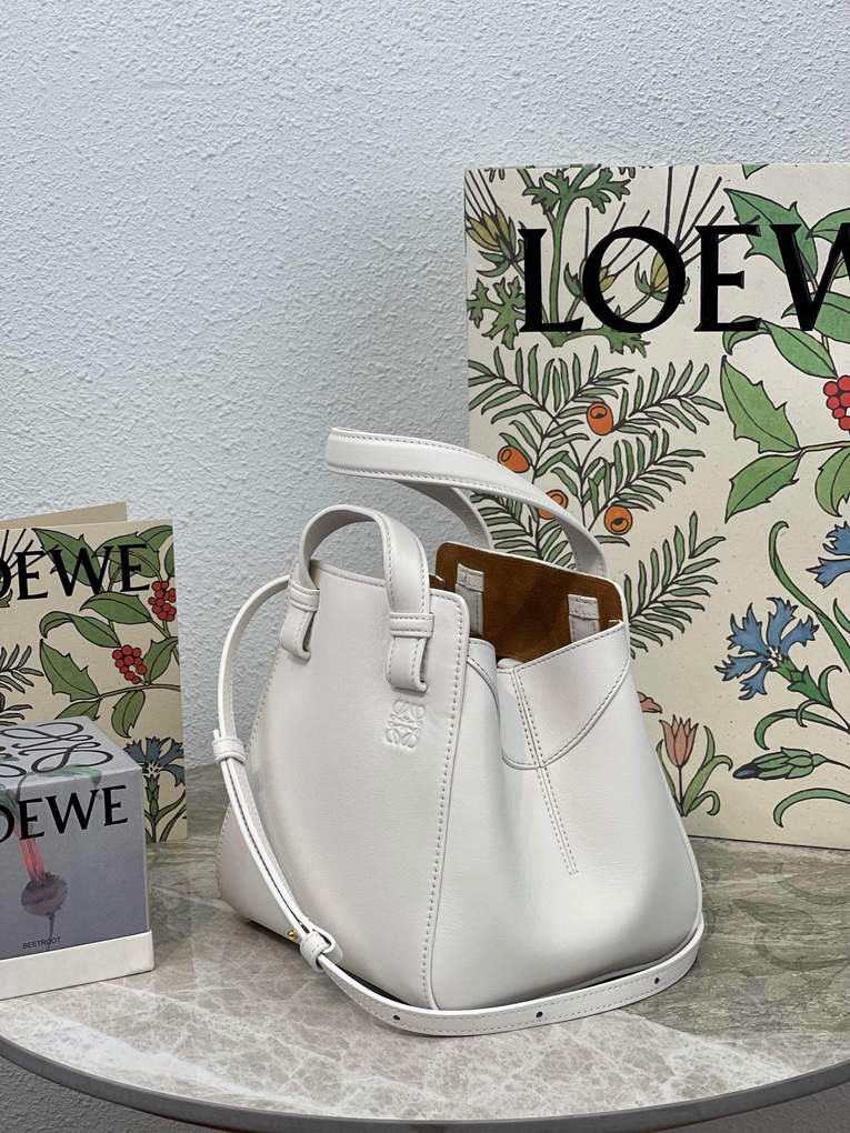 Loewe A538H04X02 Hammock Nugget Bag in Nappa Calfskin White