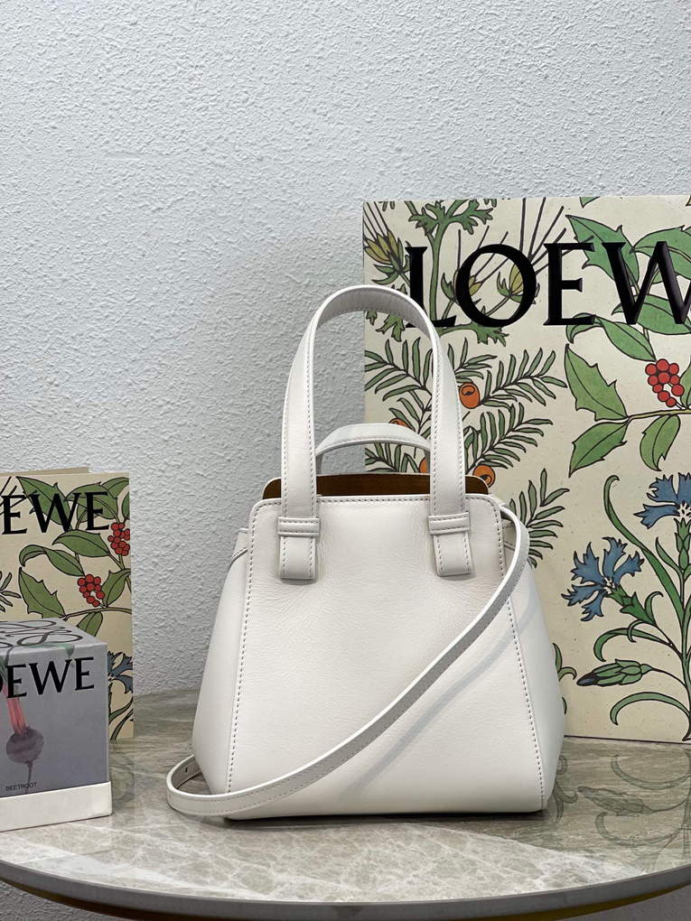 Loewe A538H04X02 Hammock Nugget Bag in Nappa Calfskin White