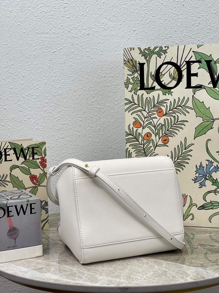 Loewe A538H04X02 Hammock Nugget Bag in Nappa Calfskin White