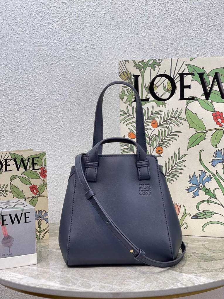 Loewe A538H04X02 Hammock Nugget Bag in Nappa Calfskin Deep Navy