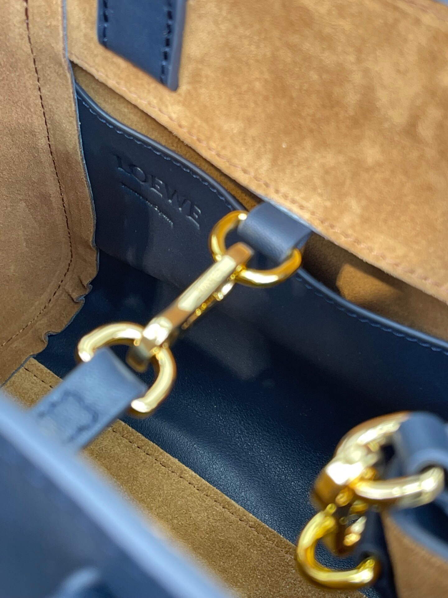 Loewe A538H04X02 Hammock Nugget Bag in Nappa Calfskin Deep Navy