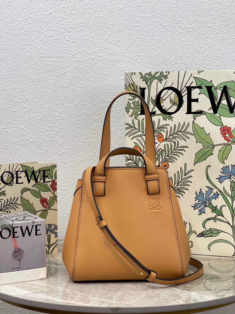 Loewe A538H04X02 Hammock Nugget Bag in Nappa Calfskin Warm Desert