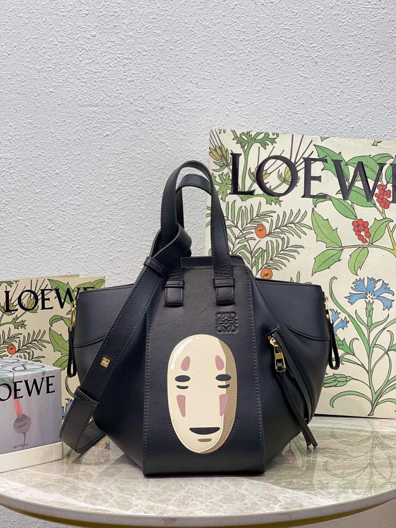 LOEWE A538S35X51 Lsmall hammock bag in soft grained calfskin Black - Default Title - View 1