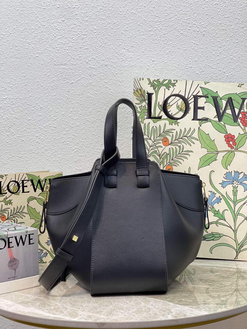LOEWE A538S35X51 Lsmall hammock bag in soft grained calfskin Black