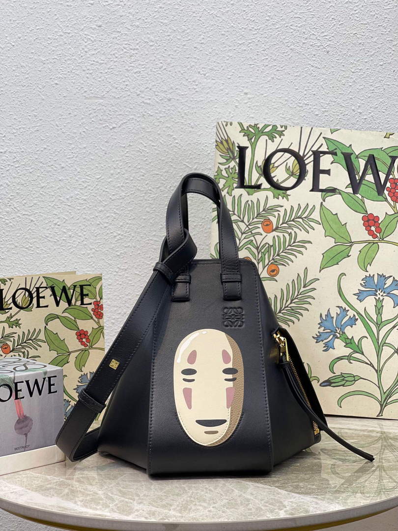 LOEWE A538S35X51 Lsmall hammock bag in soft grained calfskin Black