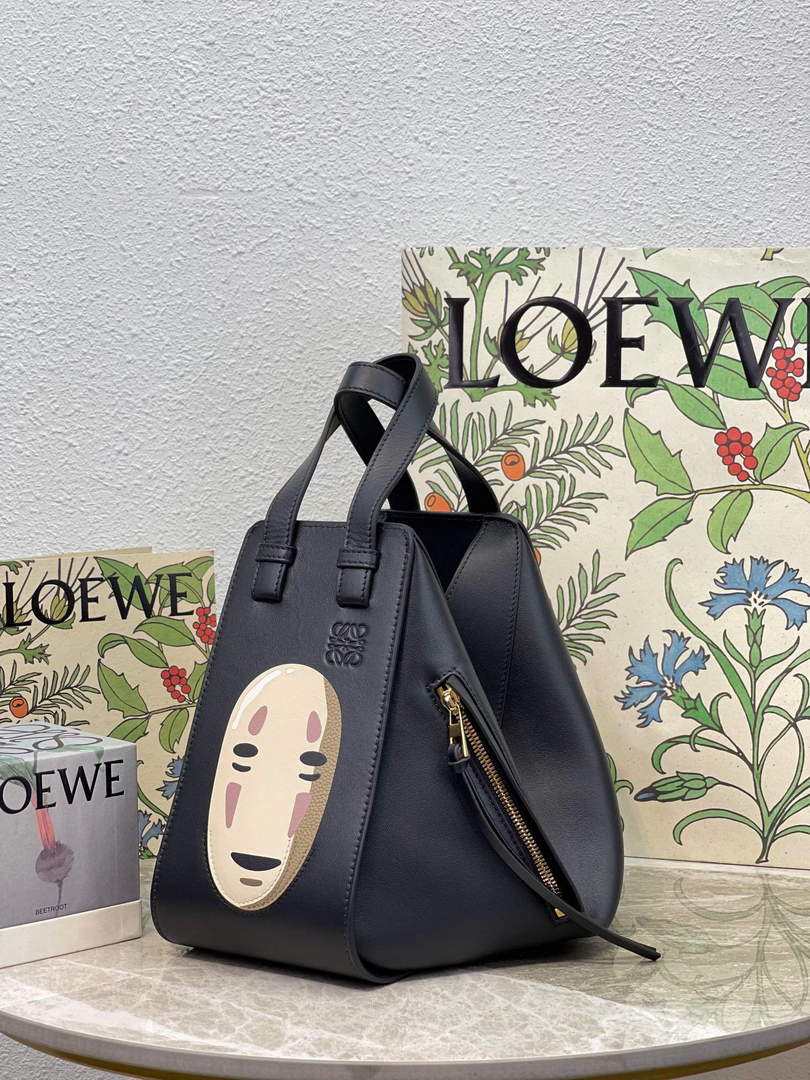 LOEWE A538S35X51 Lsmall hammock bag in soft grained calfskin Black