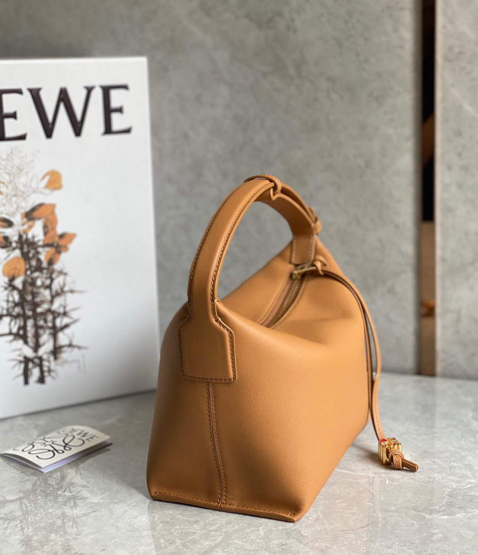 Loewe A906K75X21 Small Cubi bag in Anagram calfskin Warm Desert