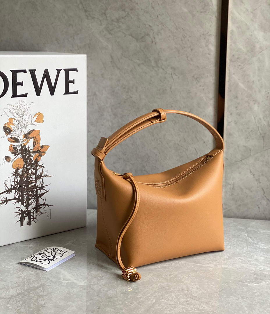 Loewe A906K75X21 Small Cubi bag in Anagram calfskin Warm Desert