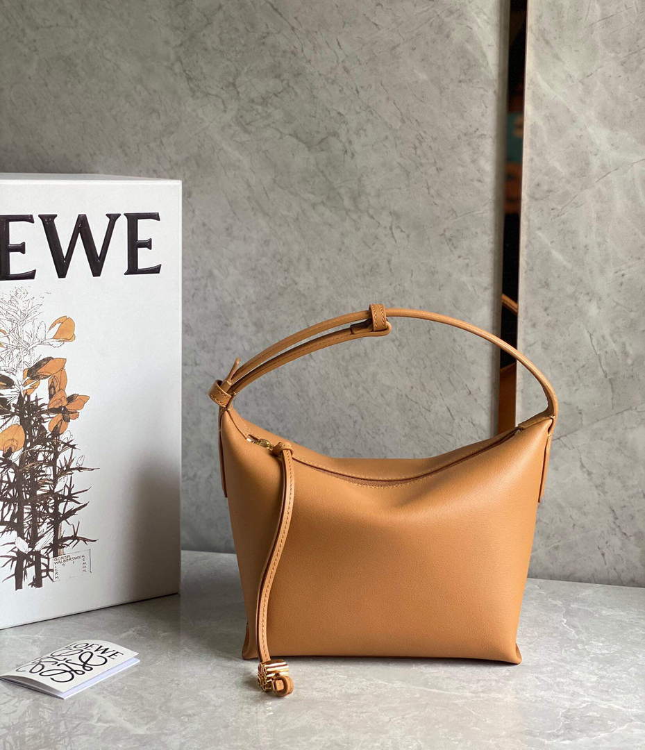 Loewe A906K75X21 Small Cubi bag in Anagram calfskin Warm Desert