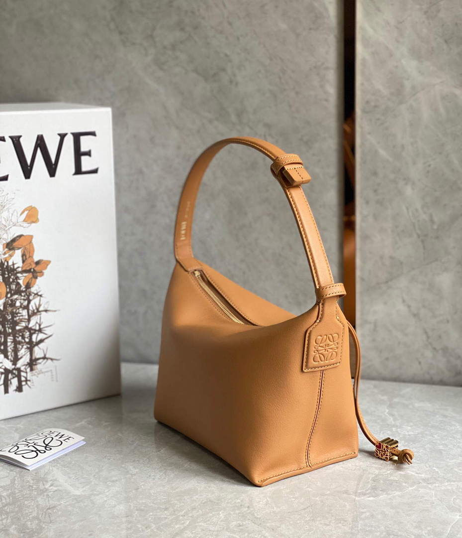 Loewe A906K75X21 Small Cubi bag in Anagram calfskin Warm Desert