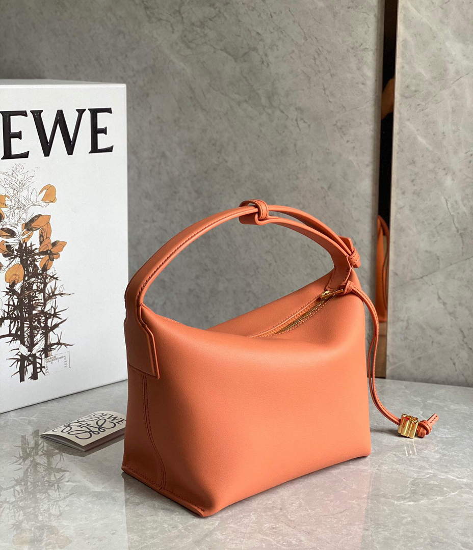 Loewe A906K75X21 Small Cubi bag in Anagram calfskin Coral Reef