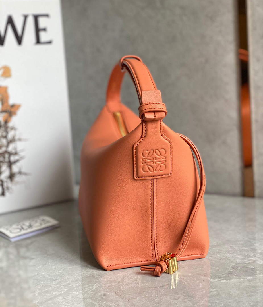 Loewe A906K75X21 Small Cubi bag in Anagram calfskin Coral Reef