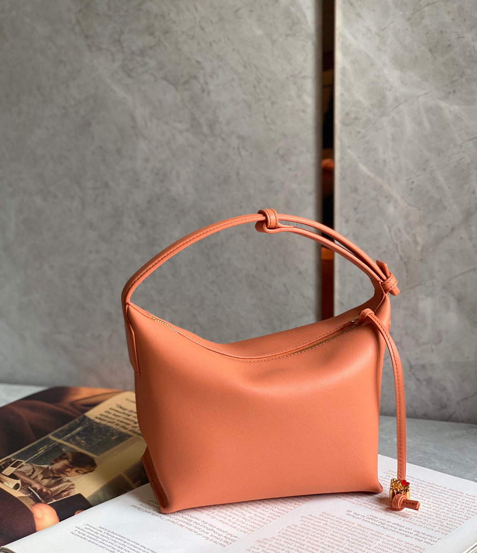 Loewe A906K75X21 Small Cubi bag in Anagram calfskin Coral Reef
