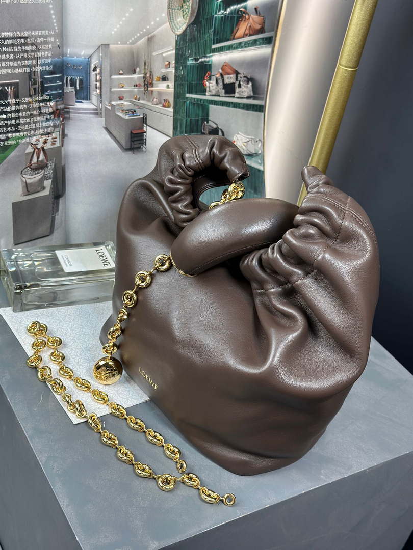 Loewe A914NCHX01 Small Squeeze bag in nappa lambskin Brown