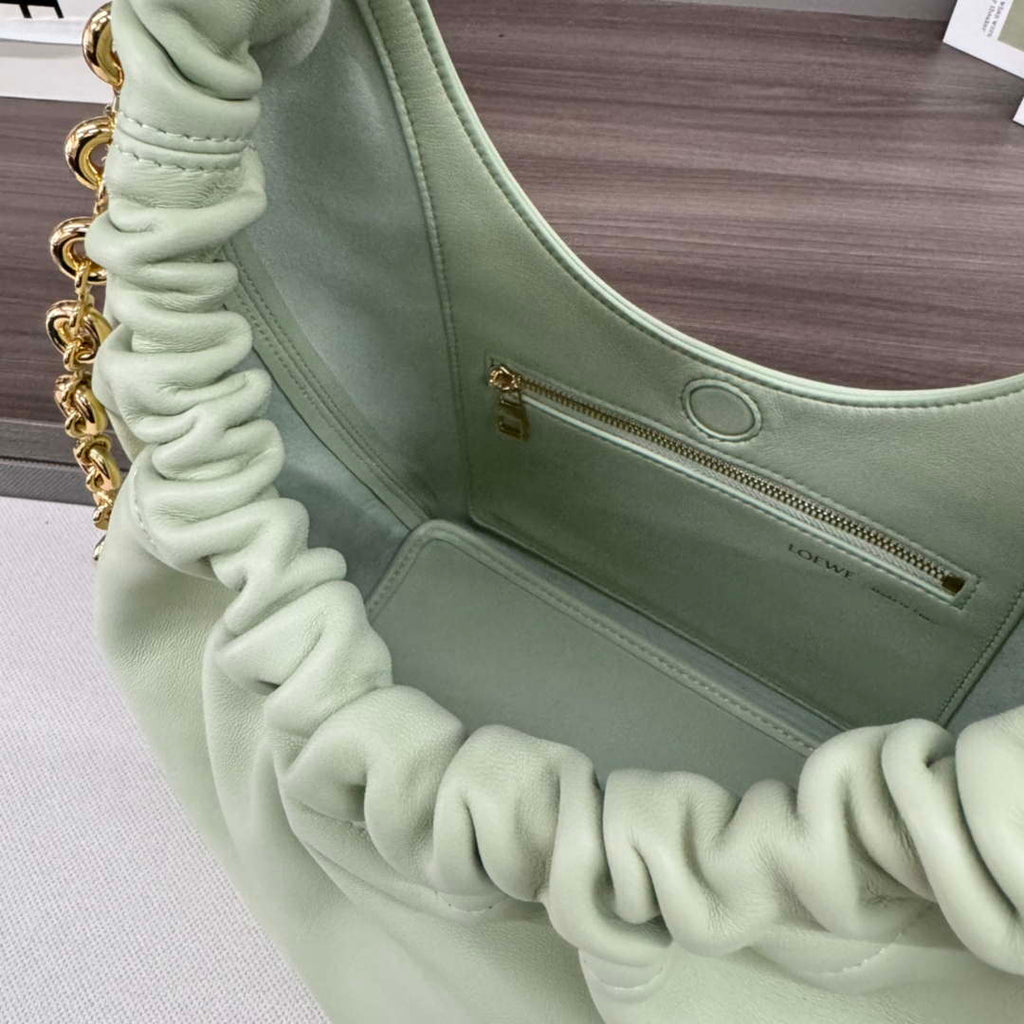 Loewe A914NCHX01 Small Squeeze bag in nappa lambskin Light Green