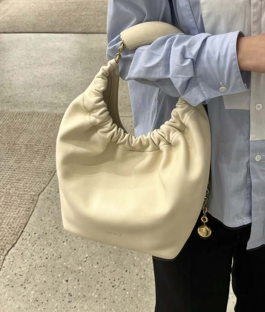 Loewe A914NCHX01 Small Squeeze bag in nappa lambskin White