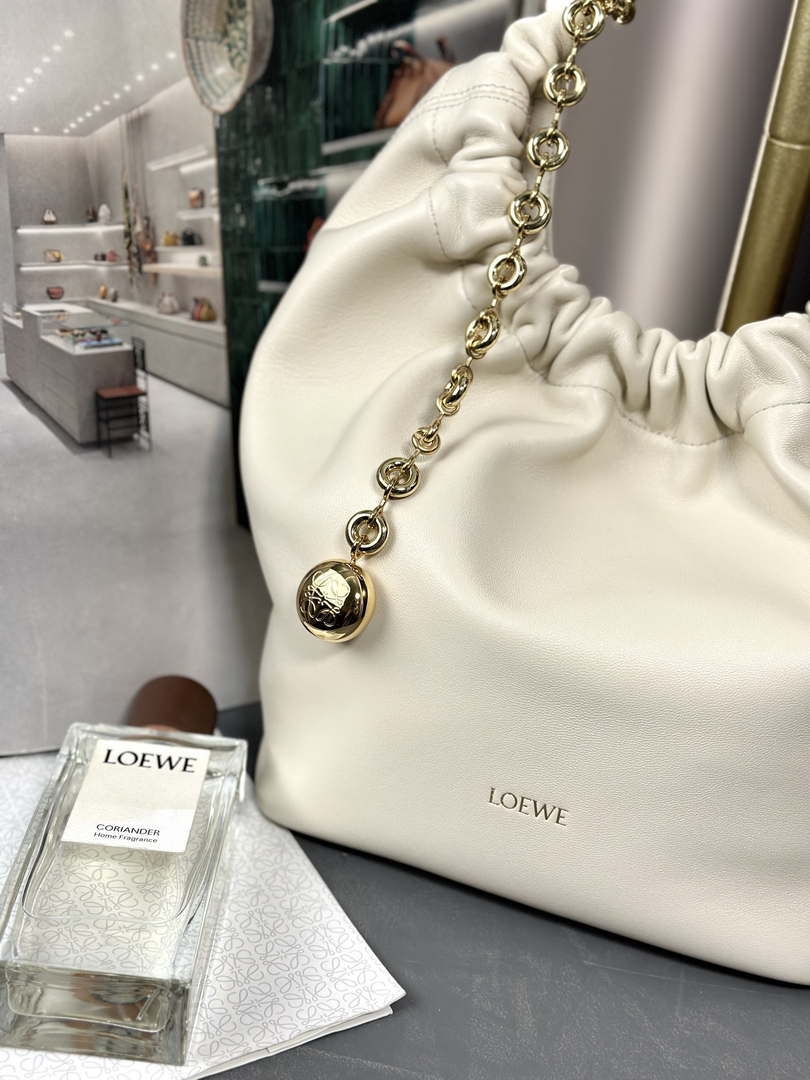 Loewe A914NCHX01 Small Squeeze bag in nappa lambskin White