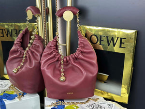 Loewe A914Q37X01 Medium Squeeze bag in nappa lambskin Wine Red - Default Title - View 1