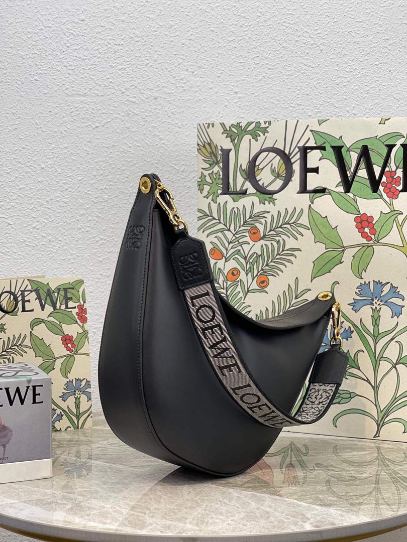 LOEWE A923PL9X07 Luna bag in satin calfskin and jacquard Black - Default Title - View 1