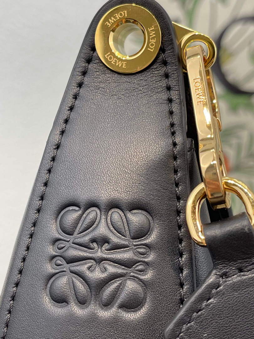 LOEWE A923PL9X07 Luna bag in satin calfskin and jacquard Black