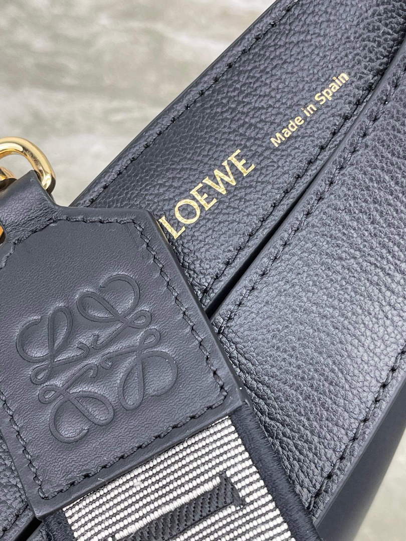 LOEWE A923PL9X07 Luna bag in satin calfskin and jacquard Black