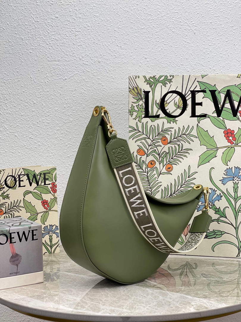 LOEWE A923PL9X07 Luna bag in satin calfskin and jacquard Green - Default Title - View 1