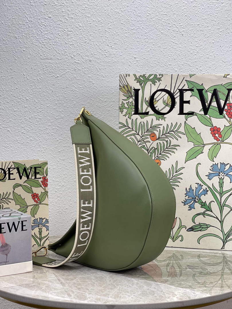 LOEWE A923PL9X07 Luna bag in satin calfskin and jacquard Green