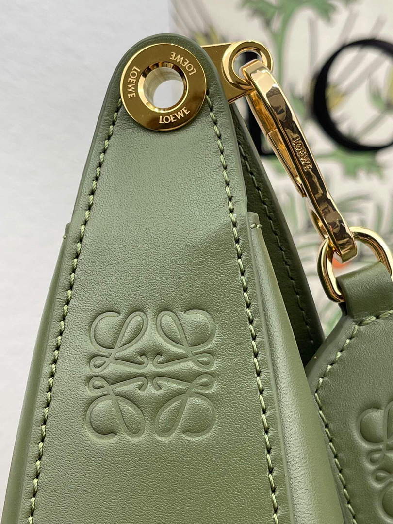 LOEWE A923PL9X07 Luna bag in satin calfskin and jacquard Green