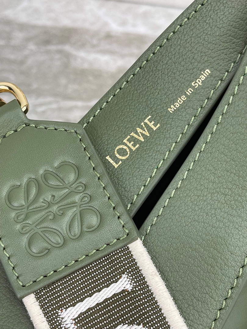 LOEWE A923PL9X07 Luna bag in satin calfskin and jacquard Green