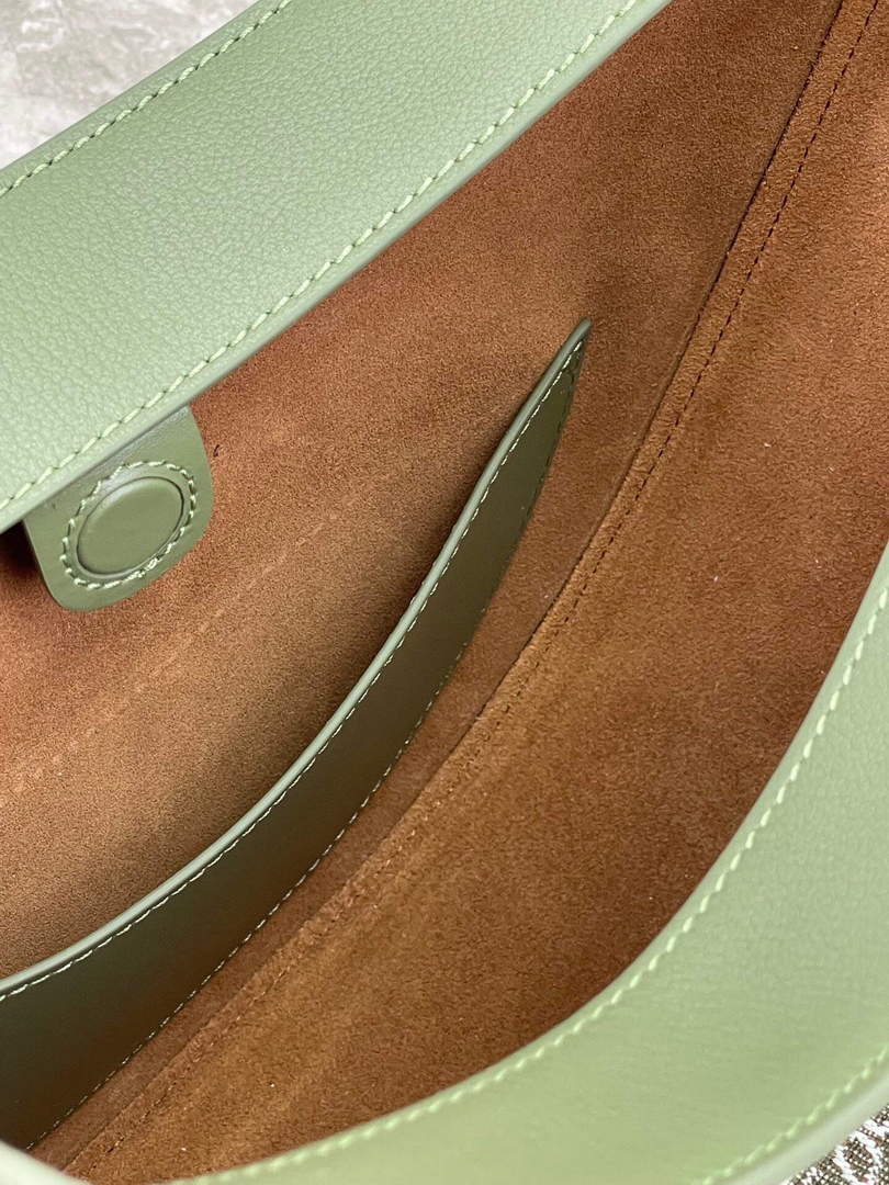 LOEWE A923PL9X07 Luna bag in satin calfskin and jacquard Green
