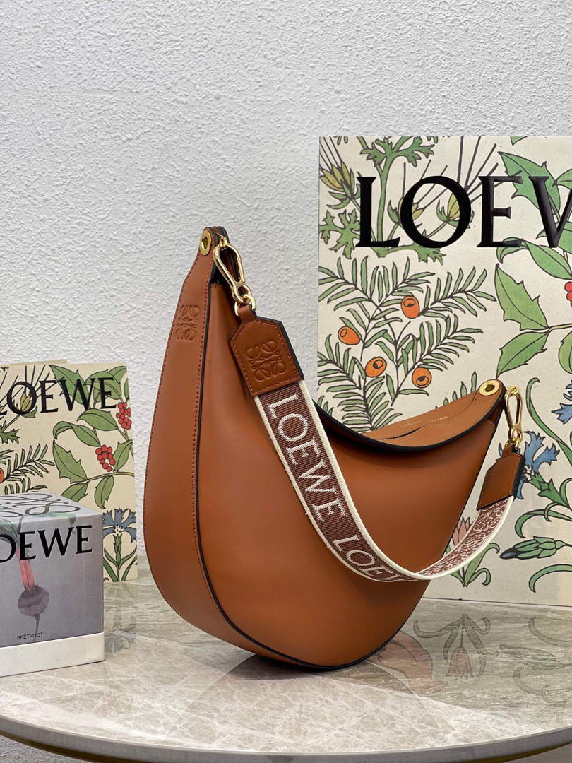LOEWE A923PL9X07 Luna bag in satin calfskin and jacquard Pecan - Default Title - View 1