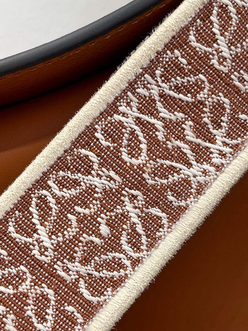 LOEWE A923PL9X07 Luna bag in satin calfskin and jacquard Pecan