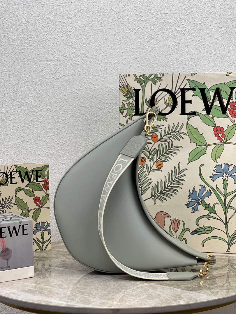 LOEWE A923PL9X07 Luna bag in satin calfskin and jacquard Ash Grey