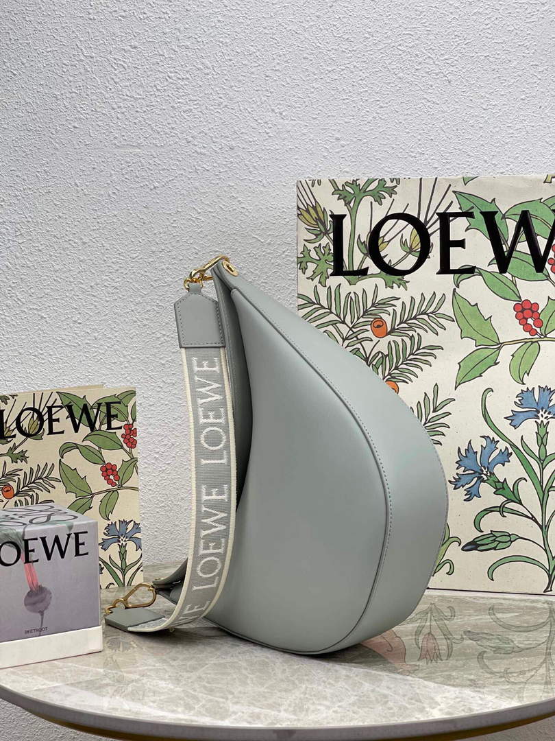LOEWE A923PL9X07 Luna bag in satin calfskin and jacquard Ash Grey