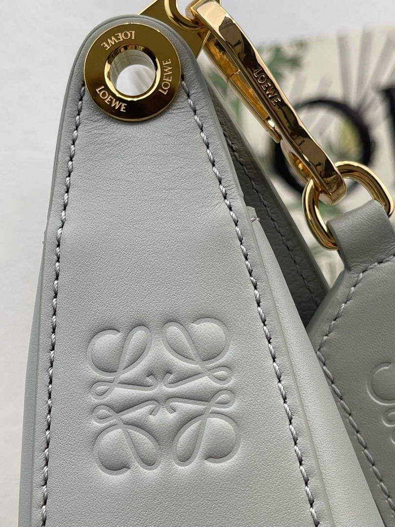 LOEWE A923PL9X07 Luna bag in satin calfskin and jacquard Ash Grey