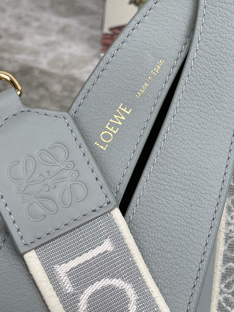 LOEWE A923PL9X07 Luna bag in satin calfskin and jacquard Ash Grey