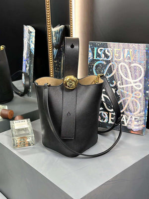 Loewe AANBBBMX01 Mini Pebble Bucket Bag in mellow calfskin Black - Default Title - View 1