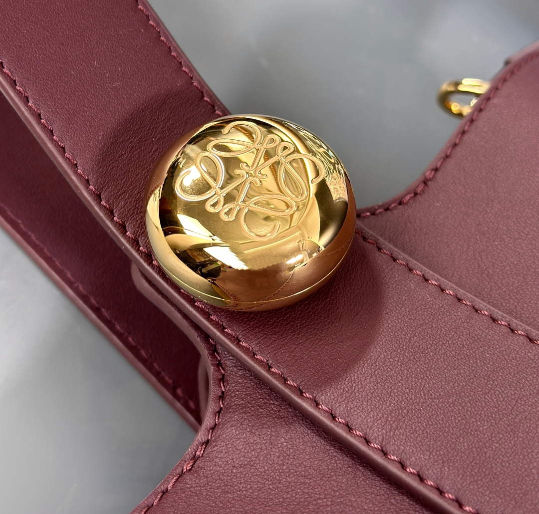 Loewe AANBBBMX01 Mini Pebble Bucket Bag in mellow calfskin Dark Burgundy