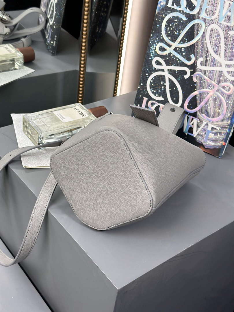 Loewe AANBBBMX01 Mini Pebble Bucket Bag in mellow calfskin Pearl gray