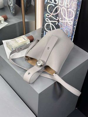 Loewe AANBBBMX01 Mini Pebble Bucket Bag in mellow calfskin Pearl gray - Default Title - View 5