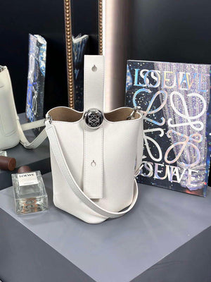 Loewe AANBBBMX01 Mini Pebble Bucket Bag in mellow calfskin White - Default Title - View 1