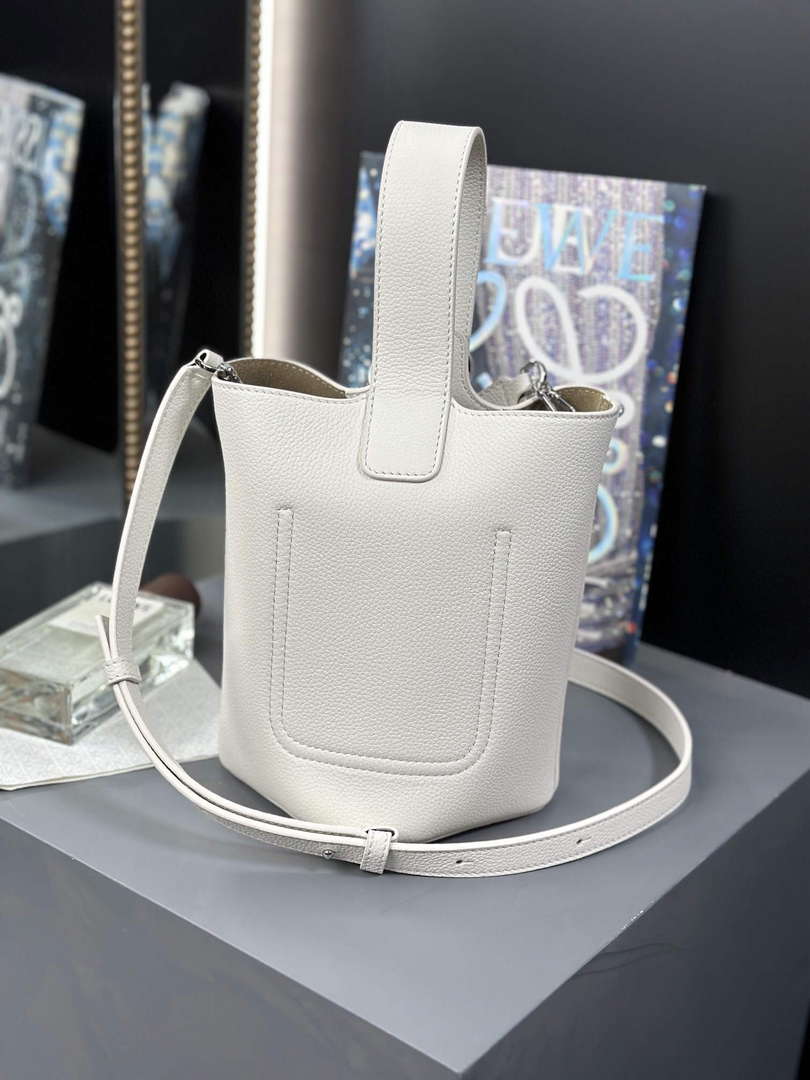Loewe AANBBBMX01 Mini Pebble Bucket Bag in mellow calfskin White