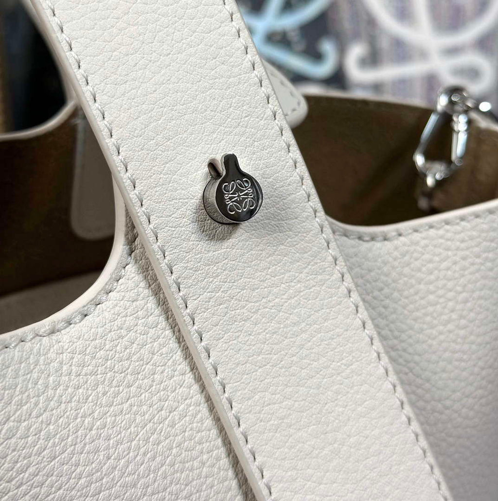 Loewe AANBBBMX01 Mini Pebble Bucket Bag in mellow calfskin White