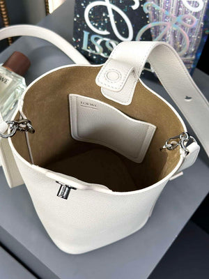 Loewe AANBBBMX01 Mini Pebble Bucket Bag in mellow calfskin White - Default Title - View 7